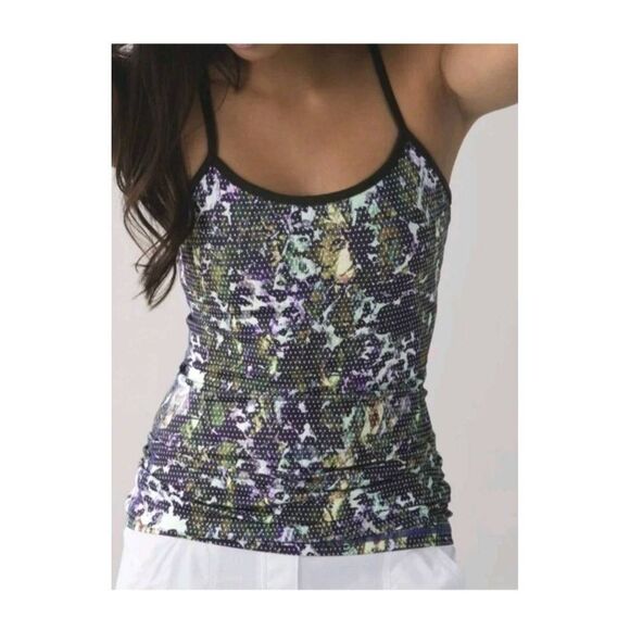 Lululemon womens Sz 4 green multicolor power Y yoga tank top - Picture 2 of 8